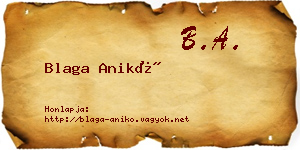 Blaga Anikó névjegykártya